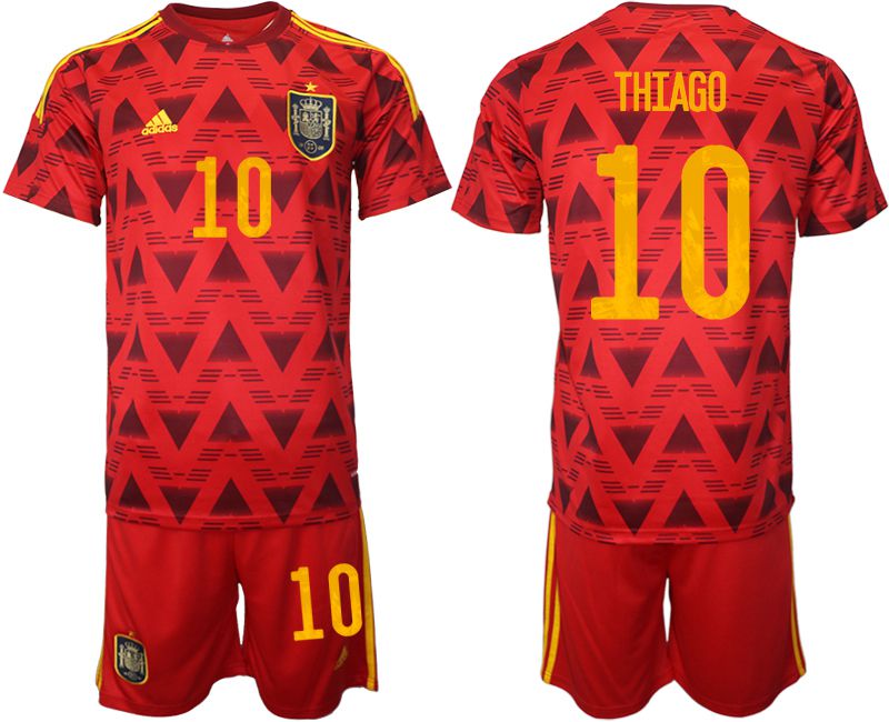 Cheap Men 2022 World Cup National Team Spain home red 10 Soccer Jerseys